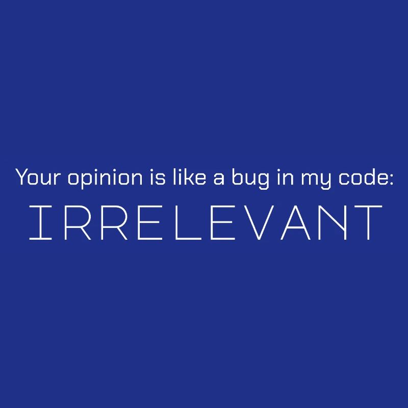 Your opinion is like a bug in my code: irrelevant