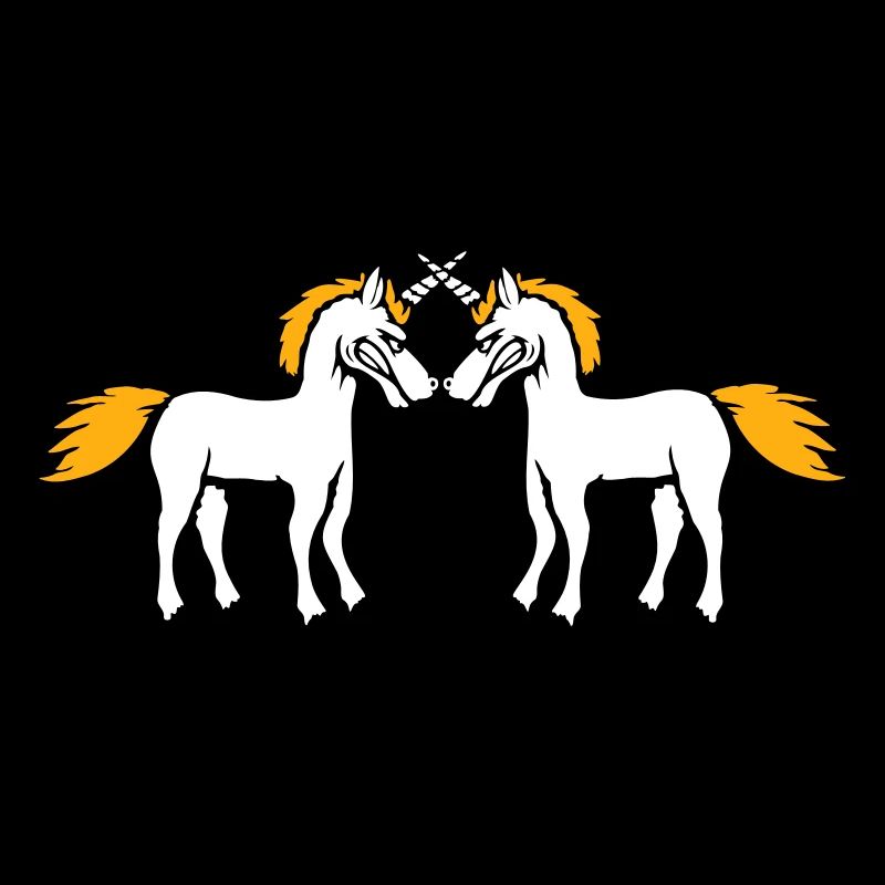 2 Einhörner Kampf Böse Wütend Angriff Duell Team