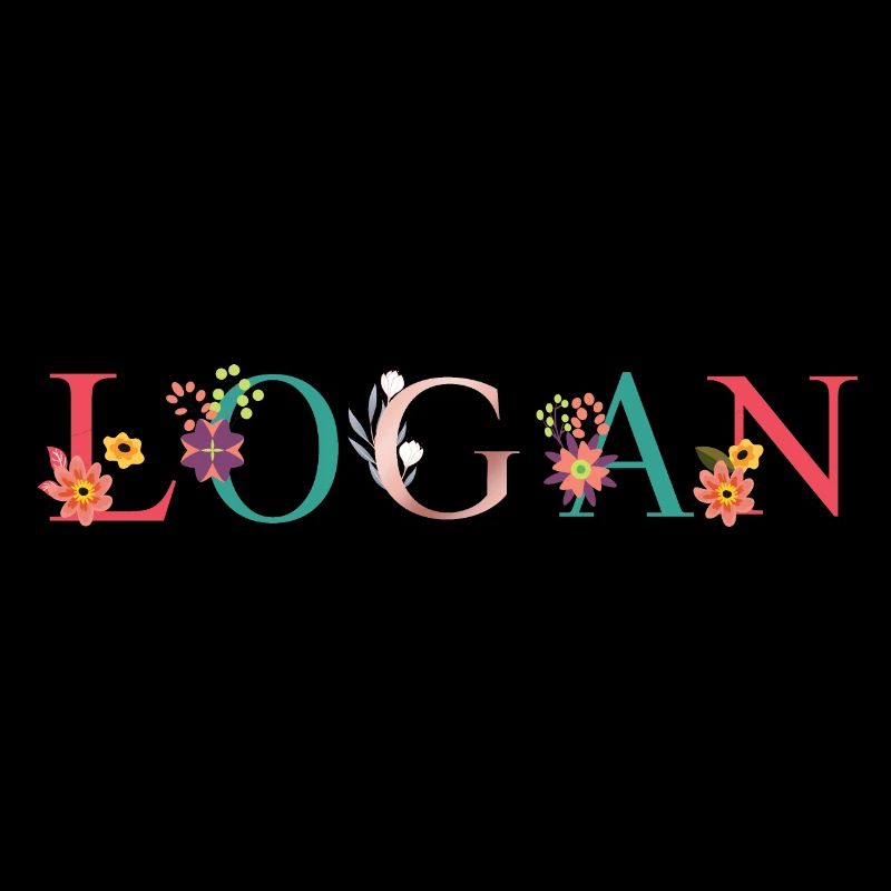 LOGAN Art du nom avec fleurs brodées