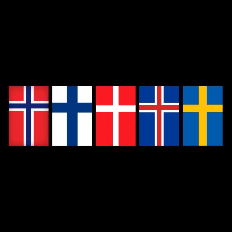 Scandinavie Drapeaux Suède Norvège Islande