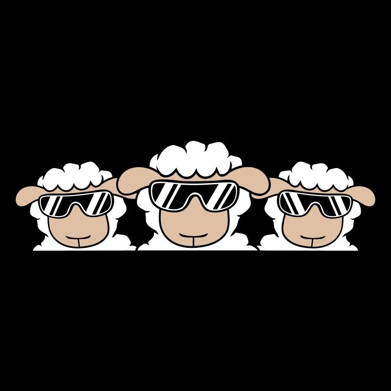 3 DJ Schafe Hinter Zaun Mauer Sonnenbrille Freunde