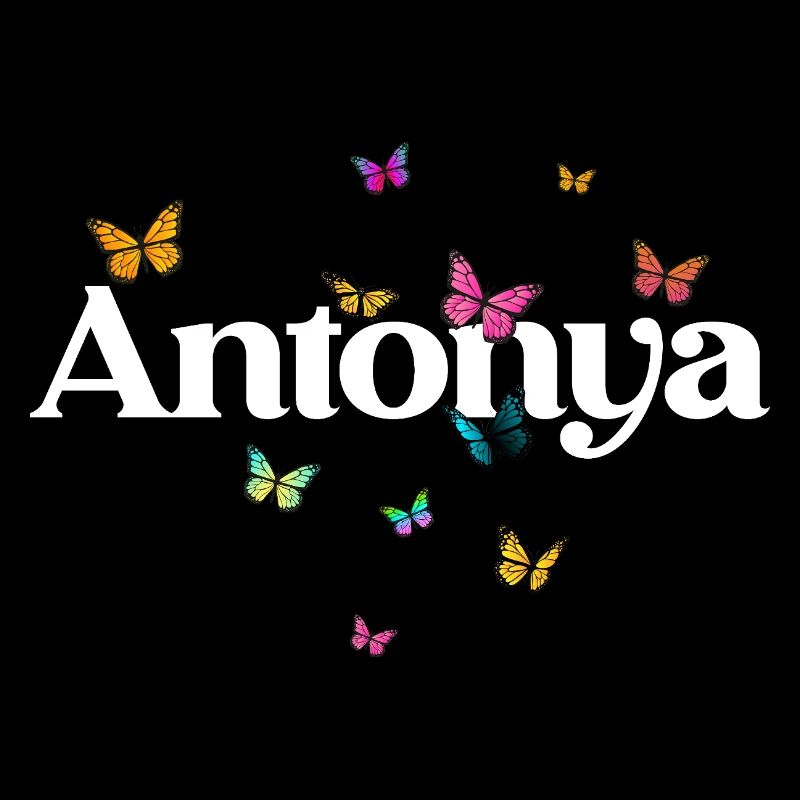 Schöner Mädchenname mit Schmetterlingen ANTONYA