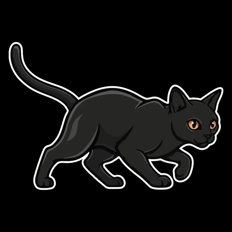 Black Cat Silhouette Panther Hunter Vintage