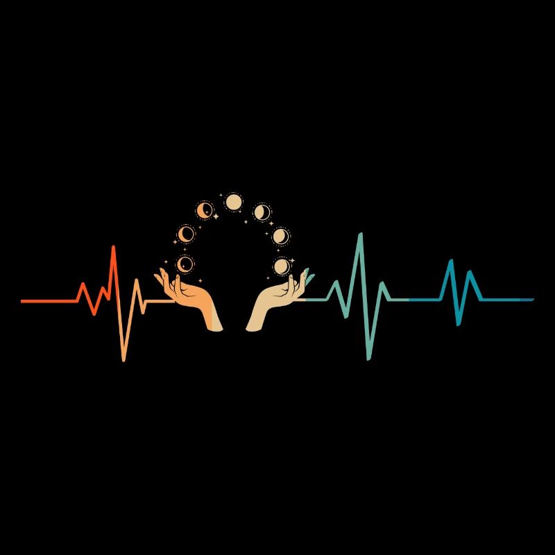 Retro heartbeat moon phases