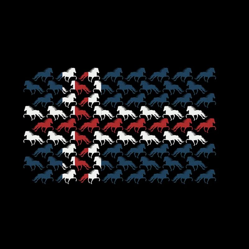 Tricolor horses in a repeating pattern