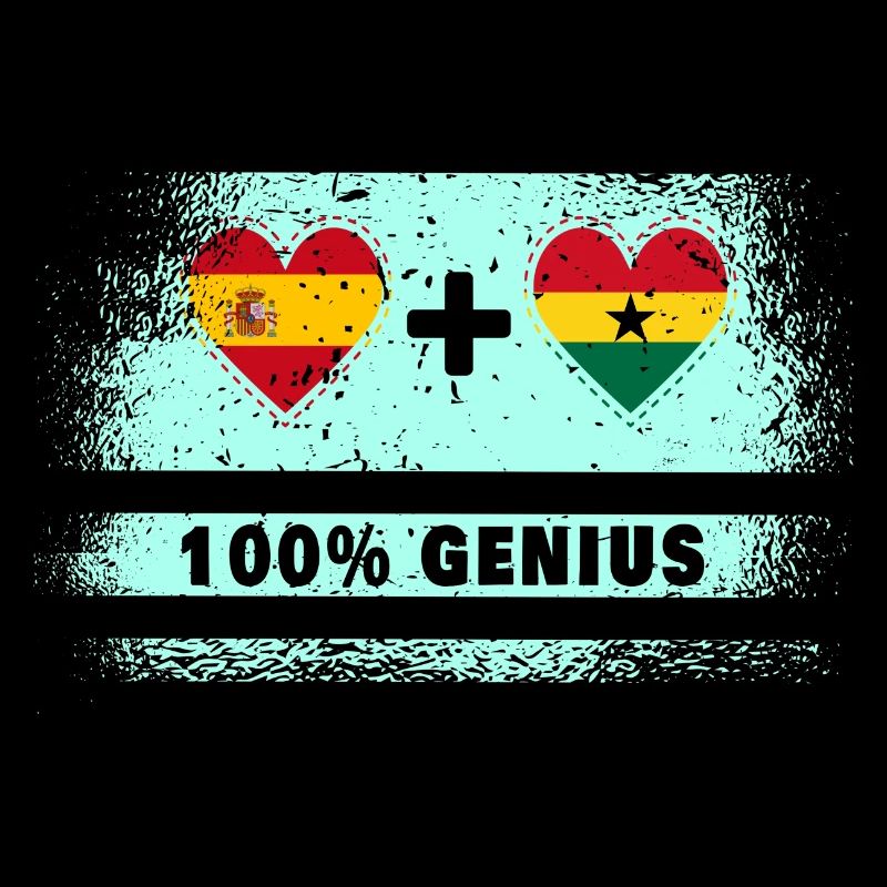 Spain and Ghana flag 100% genius