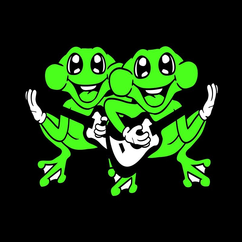 Frogs Guitar Band Cute Two Frog Friends Team