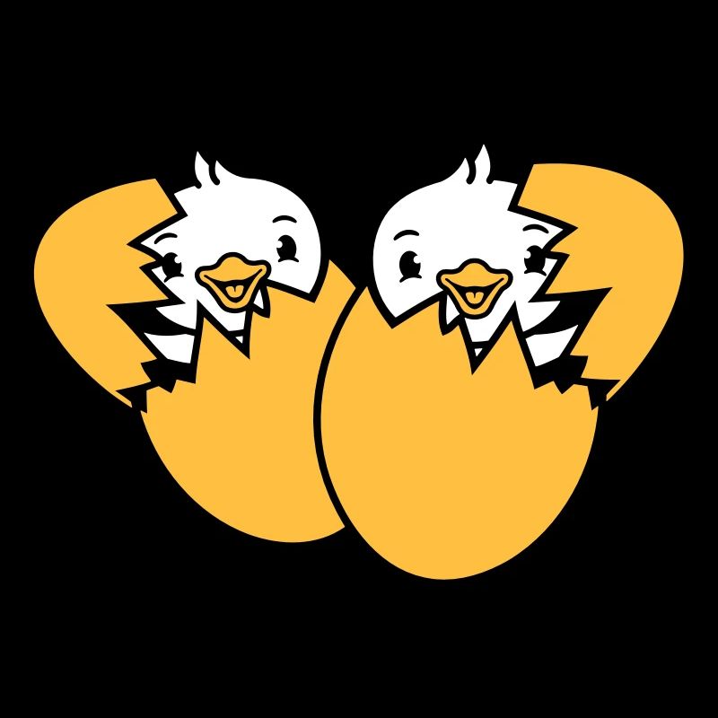 2 oiseaux Deux poussins Oeuf Éclosion Coquille d’oeuf Born
