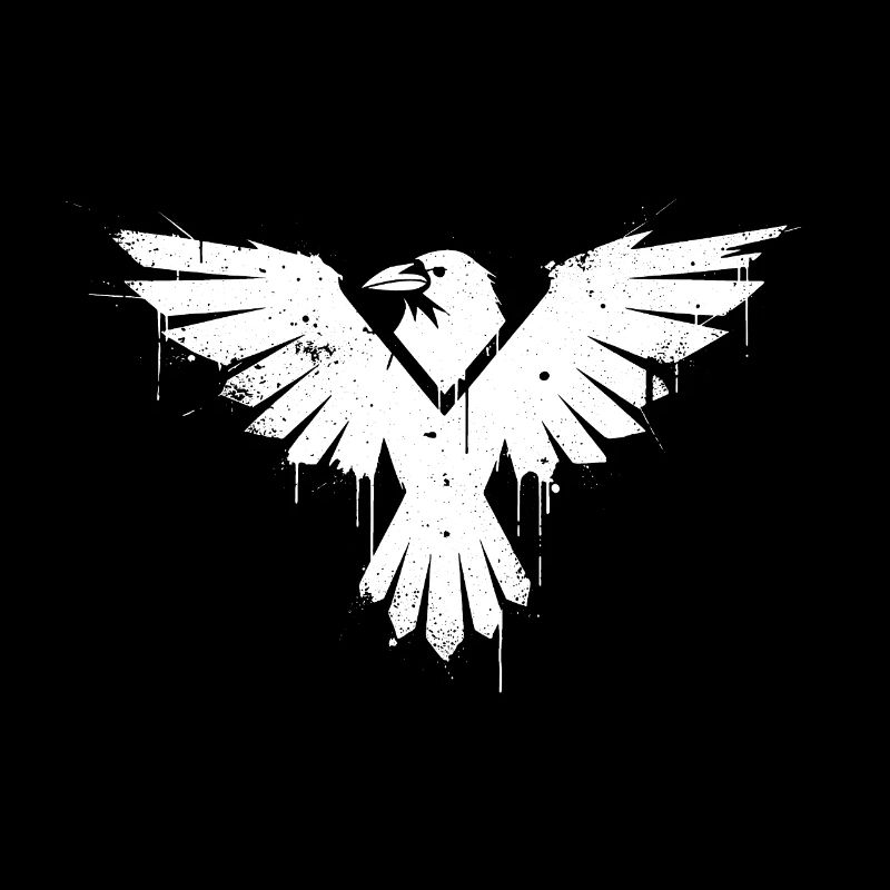 Graffiti d’oiseau noir et blanc