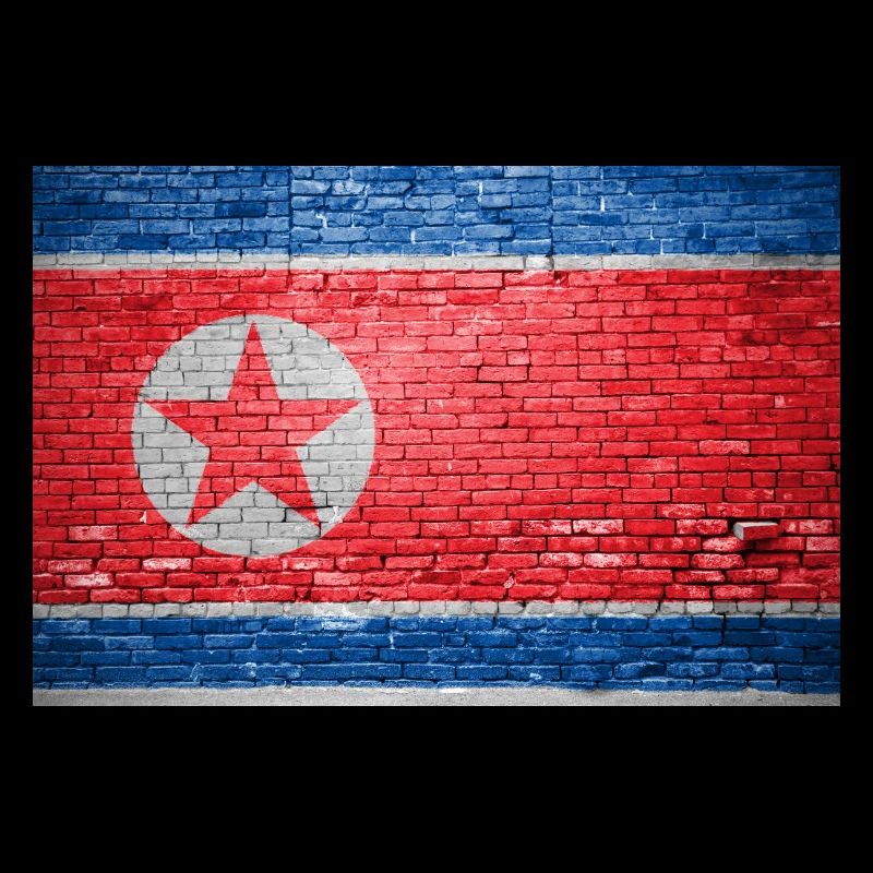 north korea Flag Graffiti on Brick Wall