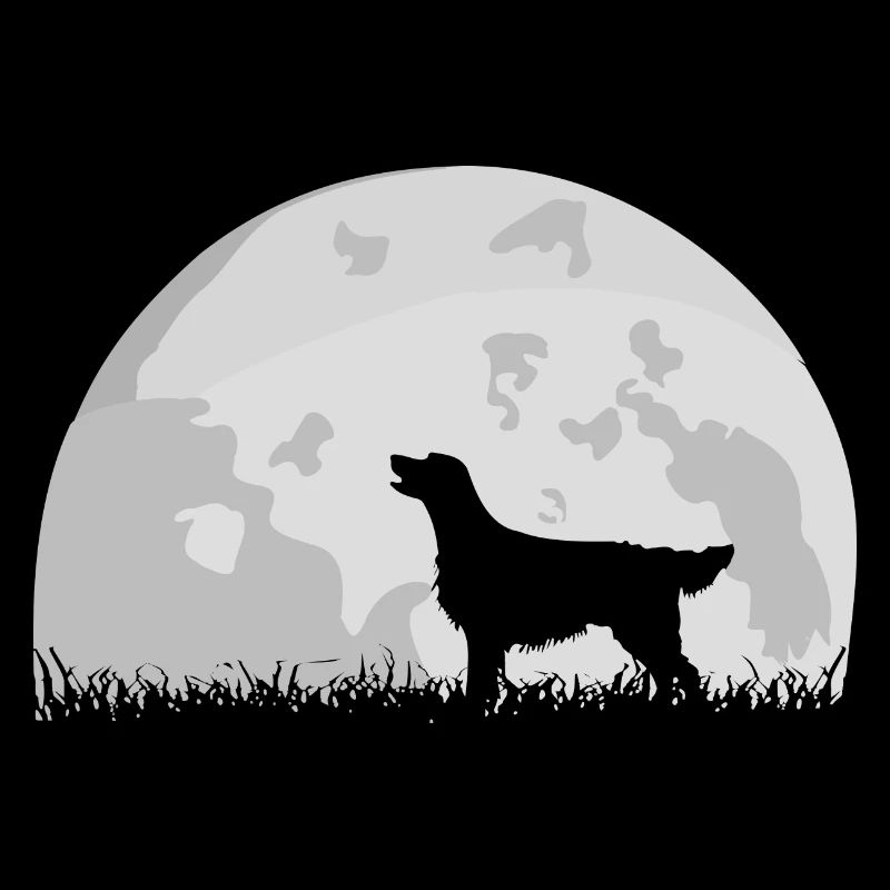 Flat Coated Retriever full moon