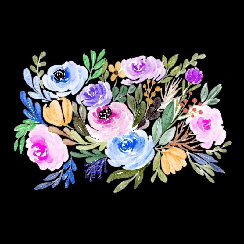 Aquarell Strauss Blumen mit farbigen Blüten