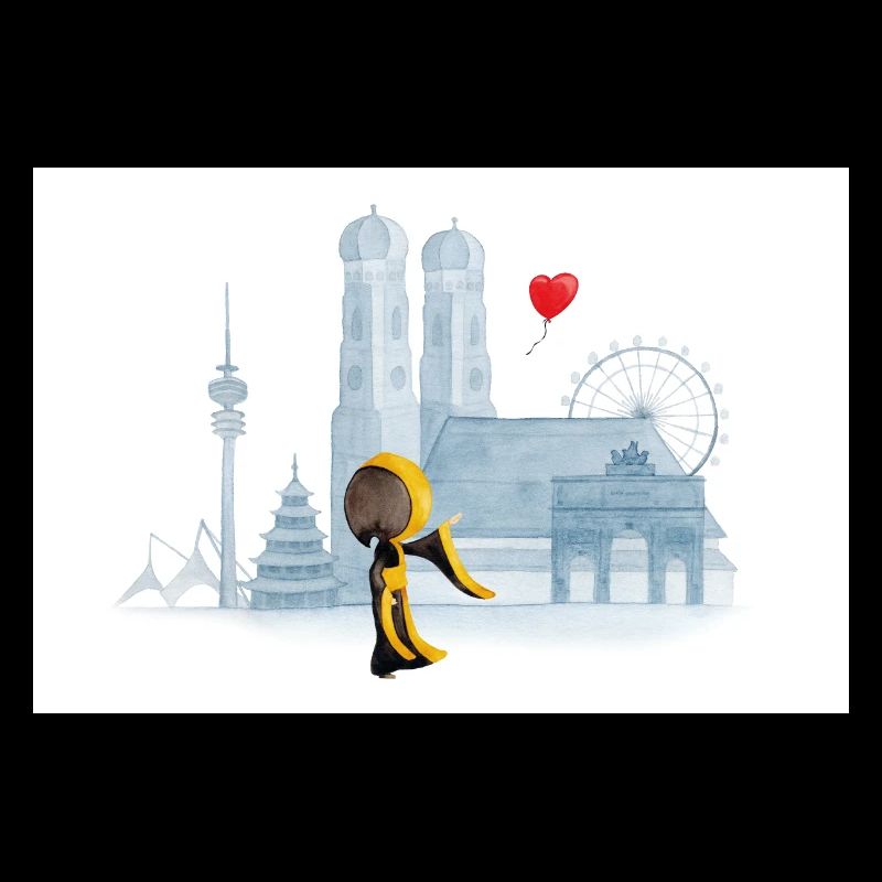 Münchner Kindl mit München Skyline