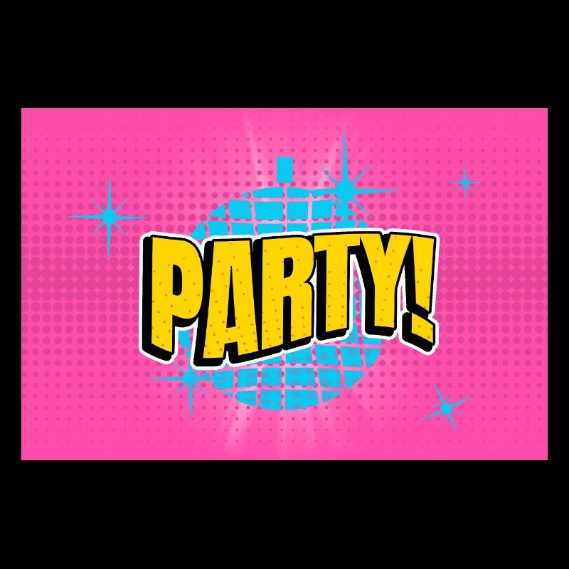 Party Disco Comic Stil Blase Graffiti Schriftzug