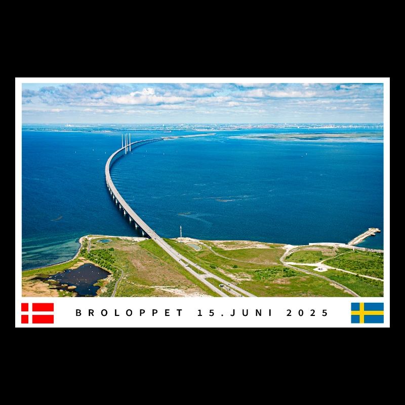 Motif de pont coloré avec date et drapeaux