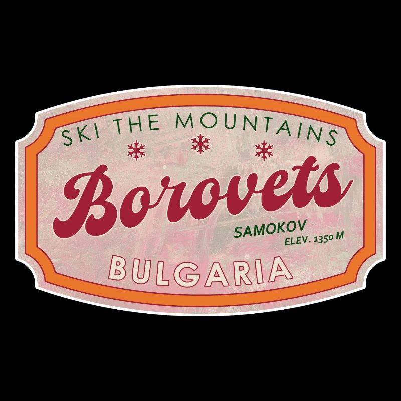 Borovets Bulgaria Ski Mountain Label