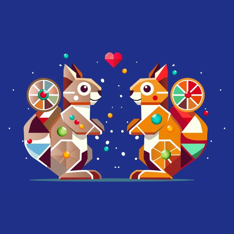 zwei Eichhörnchen mit Herz-farbenfroher Hingucker