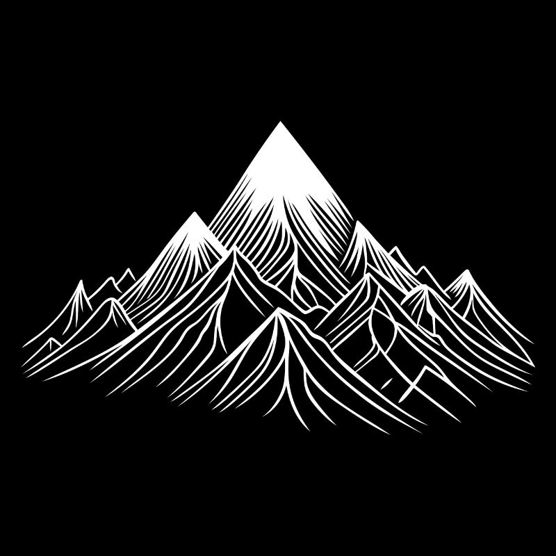Mountains in fineline style, minimalist and elegant