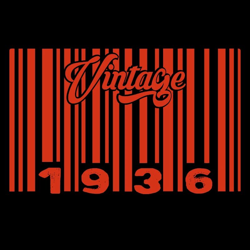 Vintage 1936 Born In 1936 89 Years Bar Code Anniversai