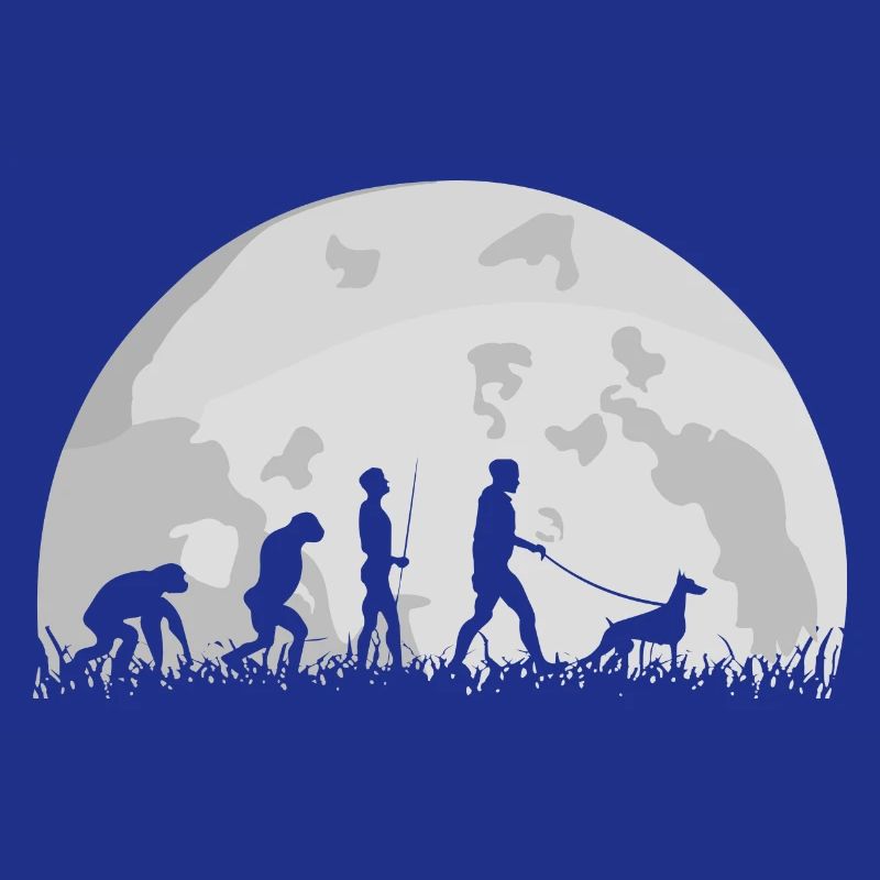 Dobermann Hundebesitzer Evolution Mond Silhouette