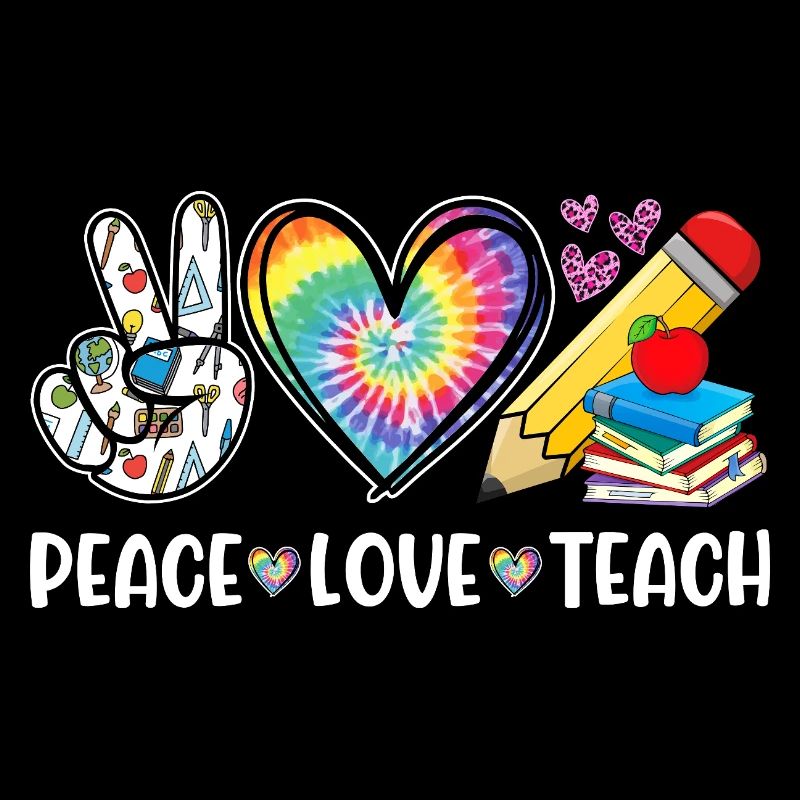 Peace Love Teach – Lehrer Herz & Regenbogen