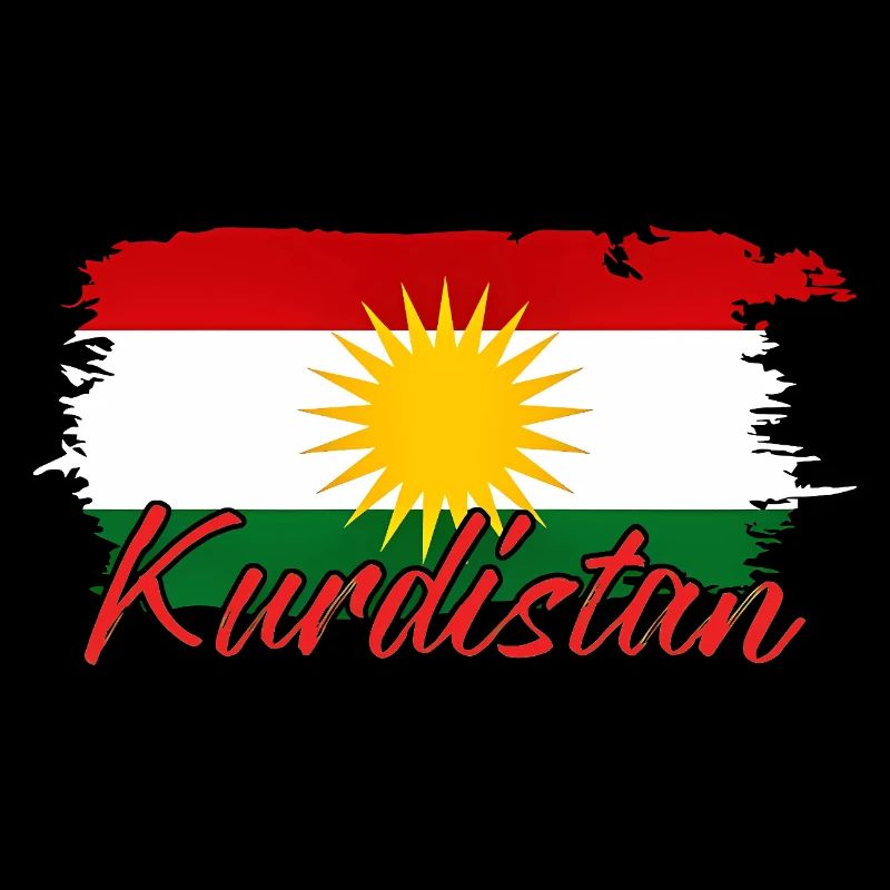 Drapeau kurde avec les Kurdes du Kurdistan