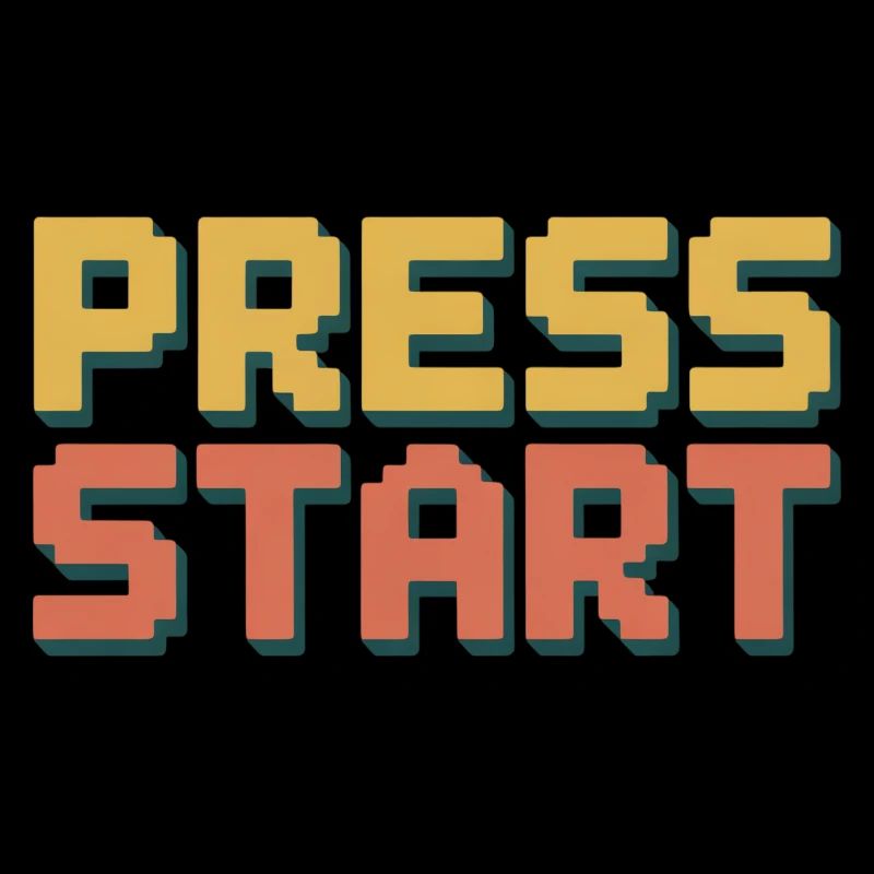 PRESS START Retro Gamer Pixel 8 Bit Arcade