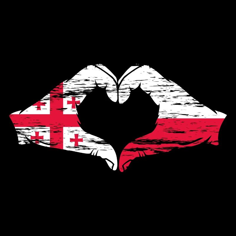 Géorgie Pologne Drapeau Mains Coeur Forme Utilisé