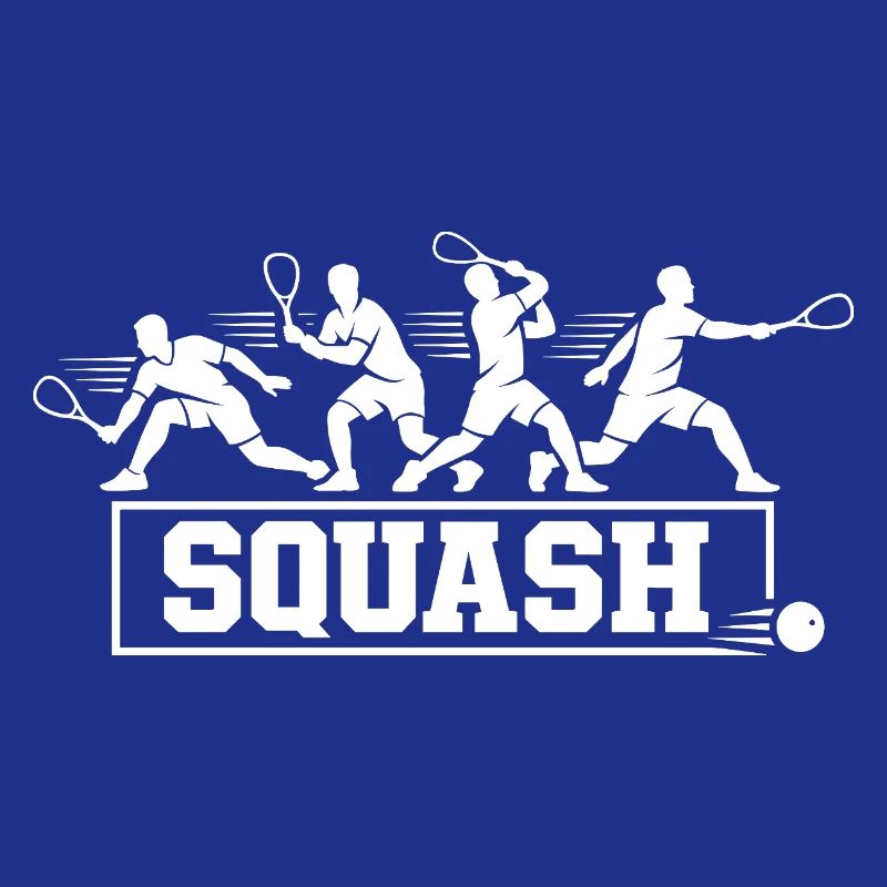 Retro Squash Player Action Sequence Silhouette Art