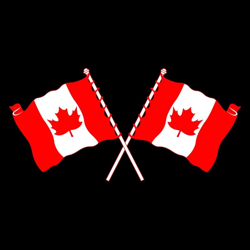 Deux drapeaux du Canada croisés avec une feuille d’érable