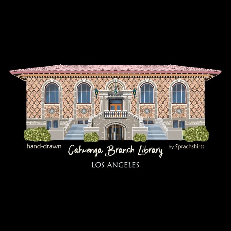 Los Angeles, Hand Drawing Cahuenga Library,