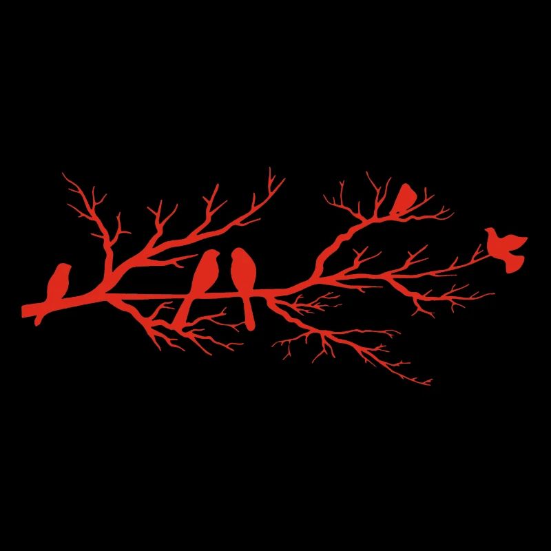 Les oiseaux rouges sur la branche