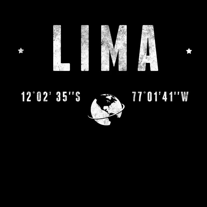 LIMA Coordonnées Géographiques Stylisées
