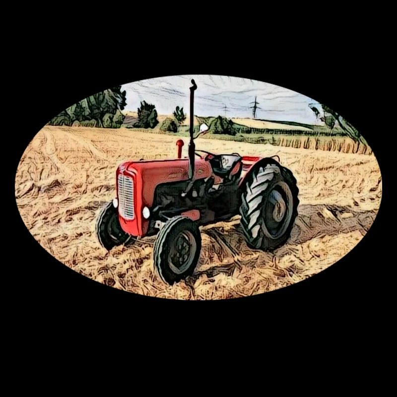 Roter Vintage-Traktor auf Feld