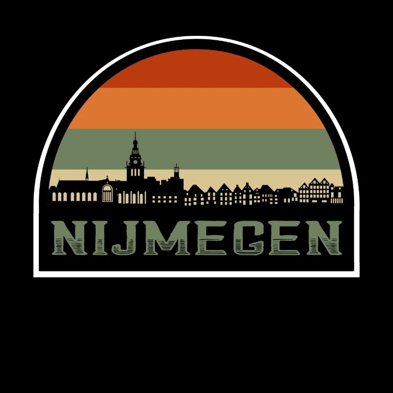 Nimègue Pays-Bas Skyline Silhouette Drapeau Néerlandais