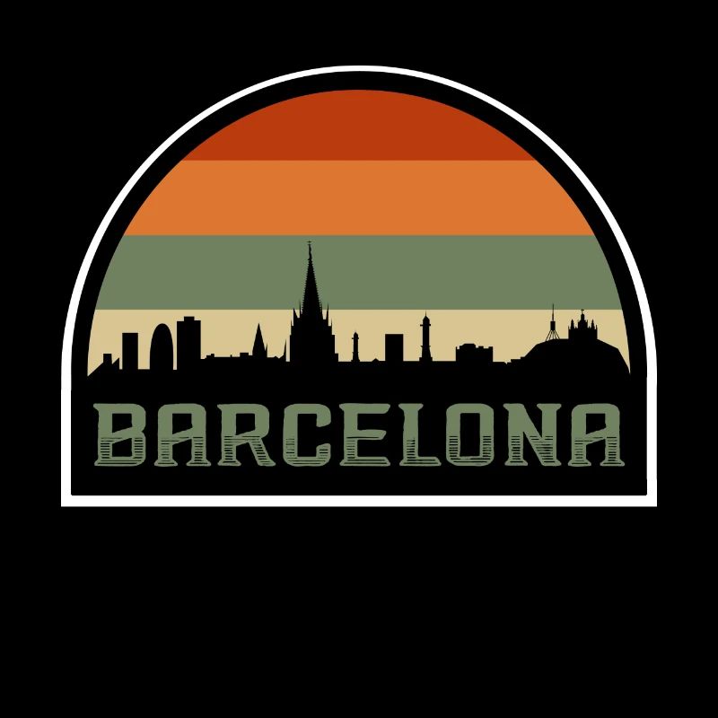 Barcelona Spanien Skyline Silhouette Spanische Flagge