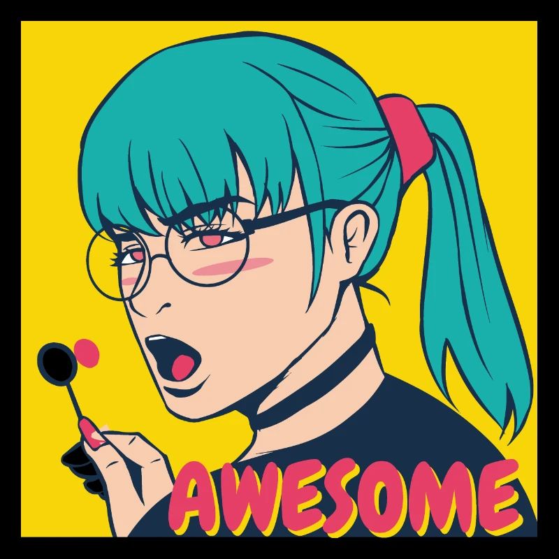 Teal Haar Pop-Art Heldin