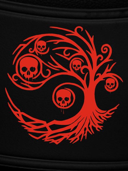 Red tree with skulls