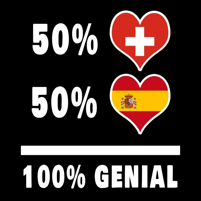 Spanien und Schweiz 100% Genial Flagge
