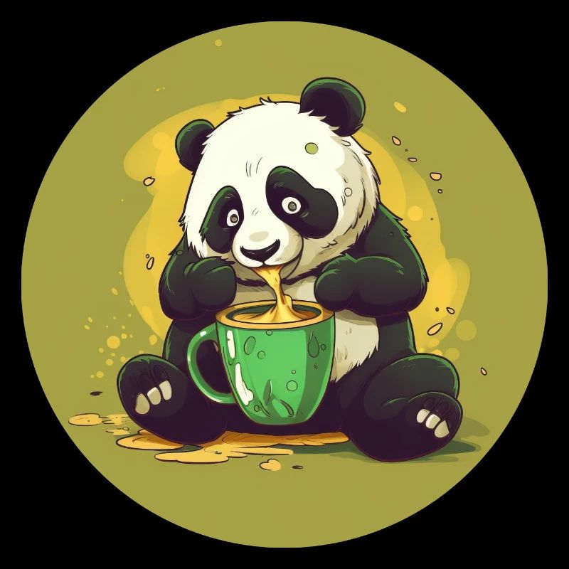 Panda with coffee and sugar shock