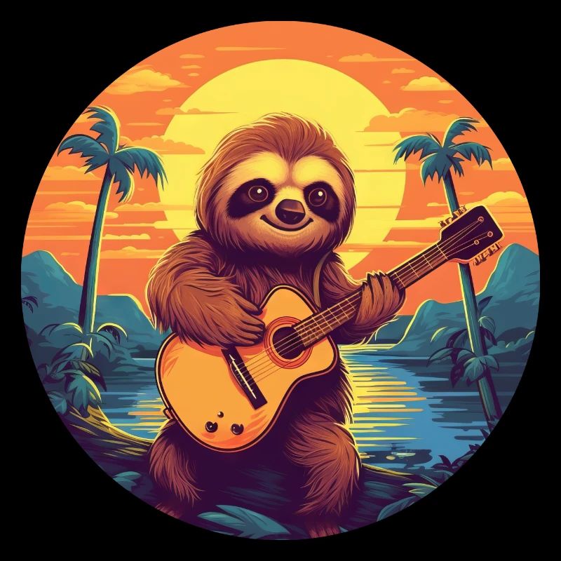 Sloth Guitar Sunset