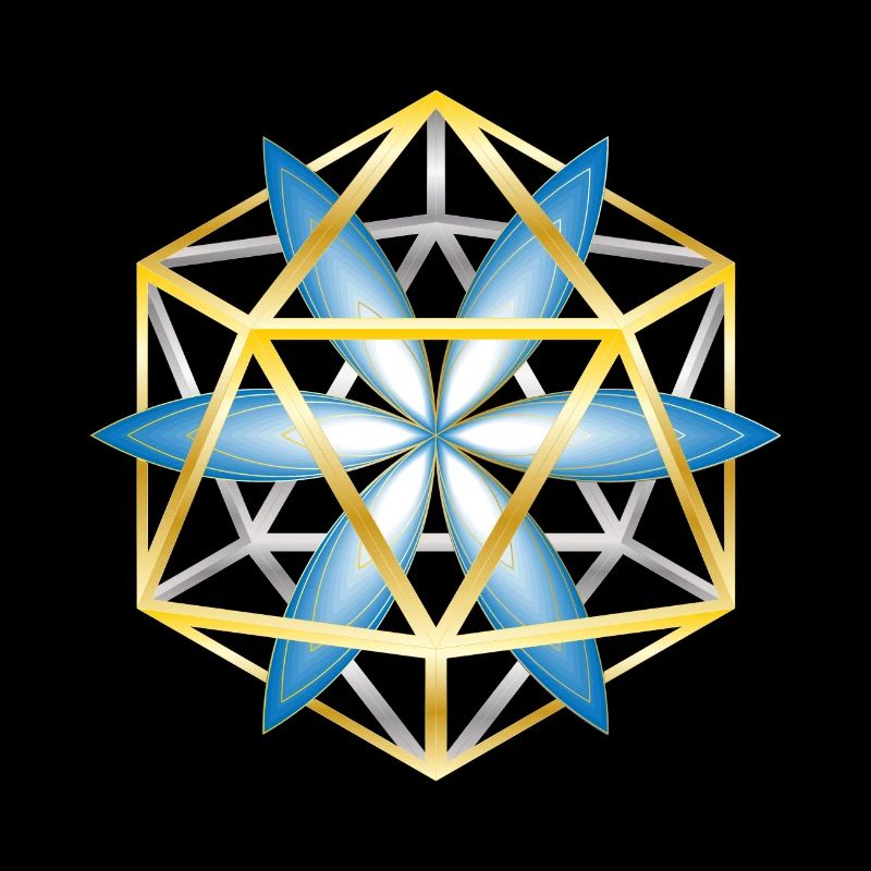 Mandala géométrique Design Or Bleu