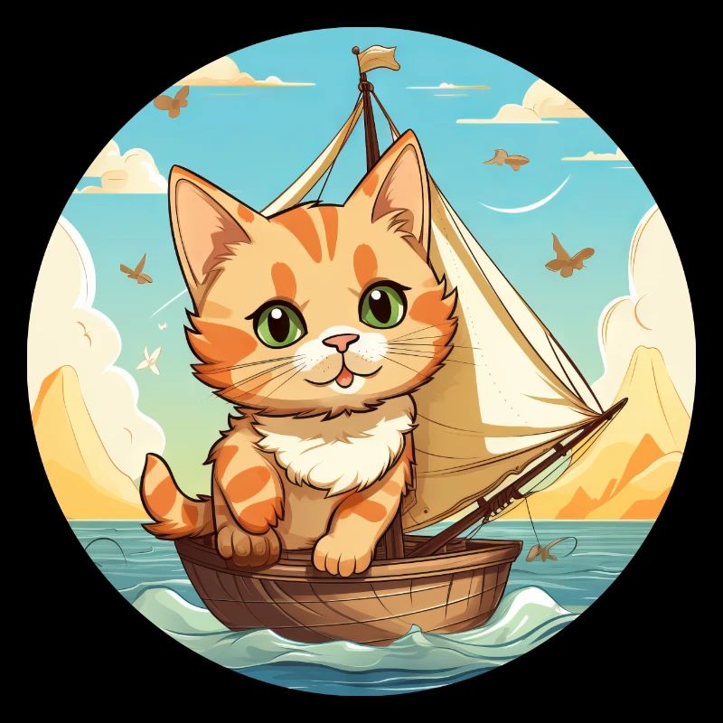 Chat à voile sur voilier, cravate coucher de soleil