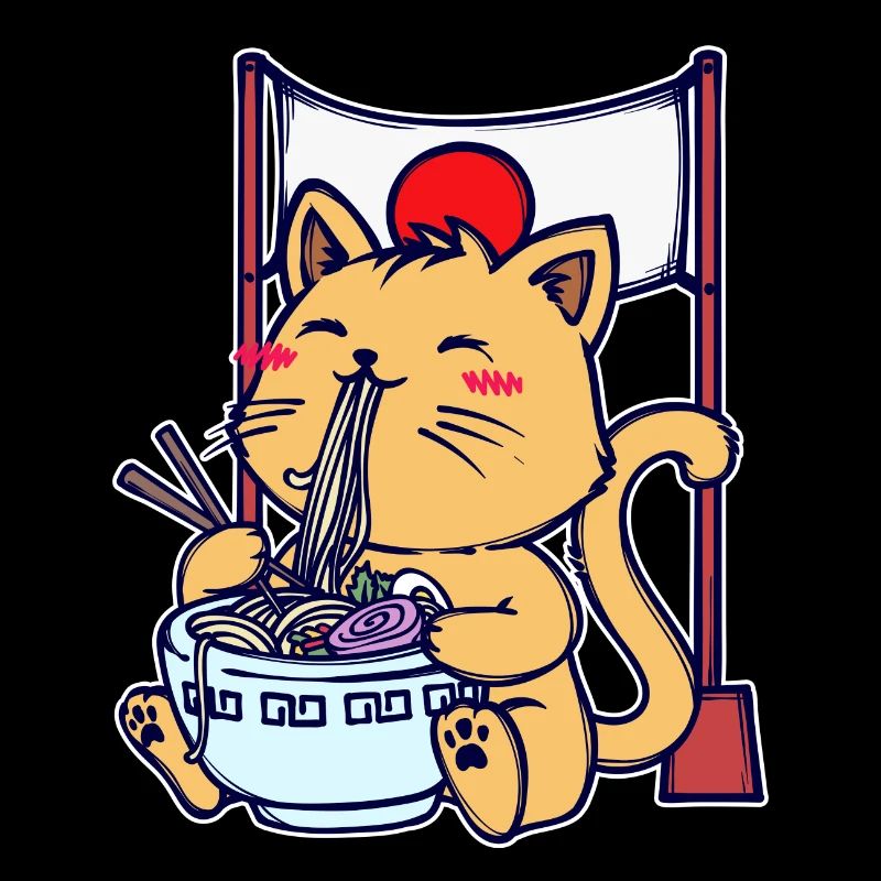 Anime Ramen Cat Japanese Mangastyle Comic Manga