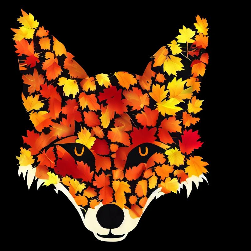 Fox from autumn leaves