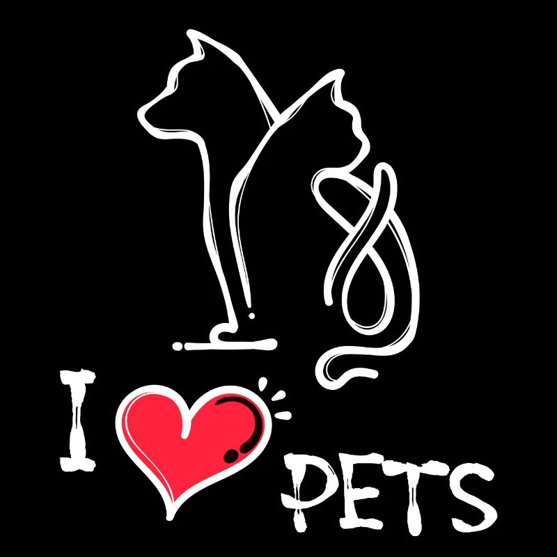 Cat I Love Pets Dog Statement Animals