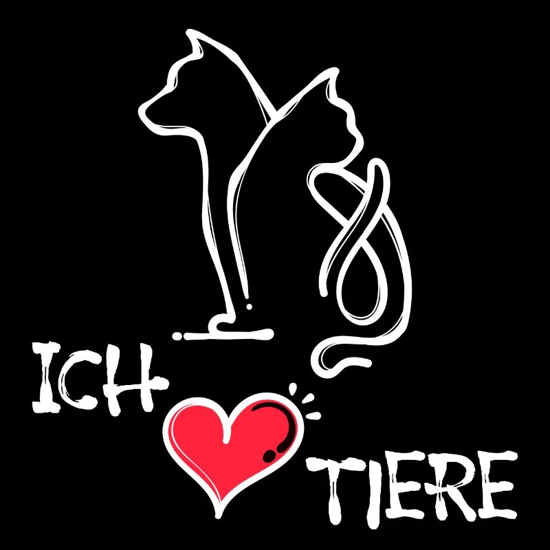 Katze Hund Statement Ich Liebe Haustiere Herz
