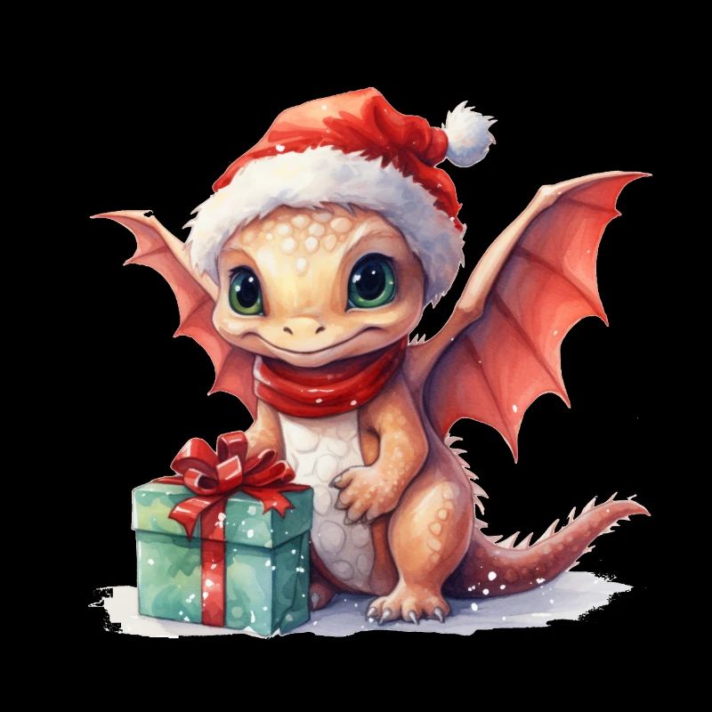 Dragon de Noël avec cadeau