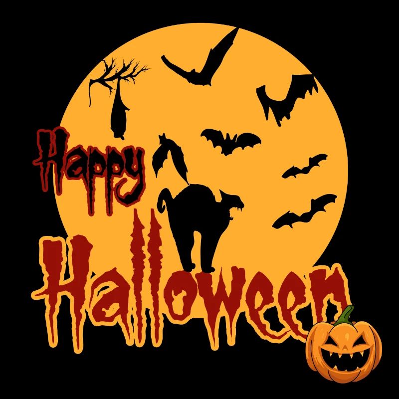 Joyeux Halloween Chat de la Pleine Lune
