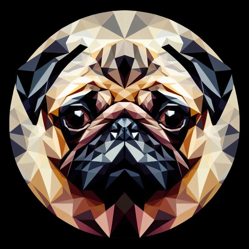 Polygoner Mops Hund Rund